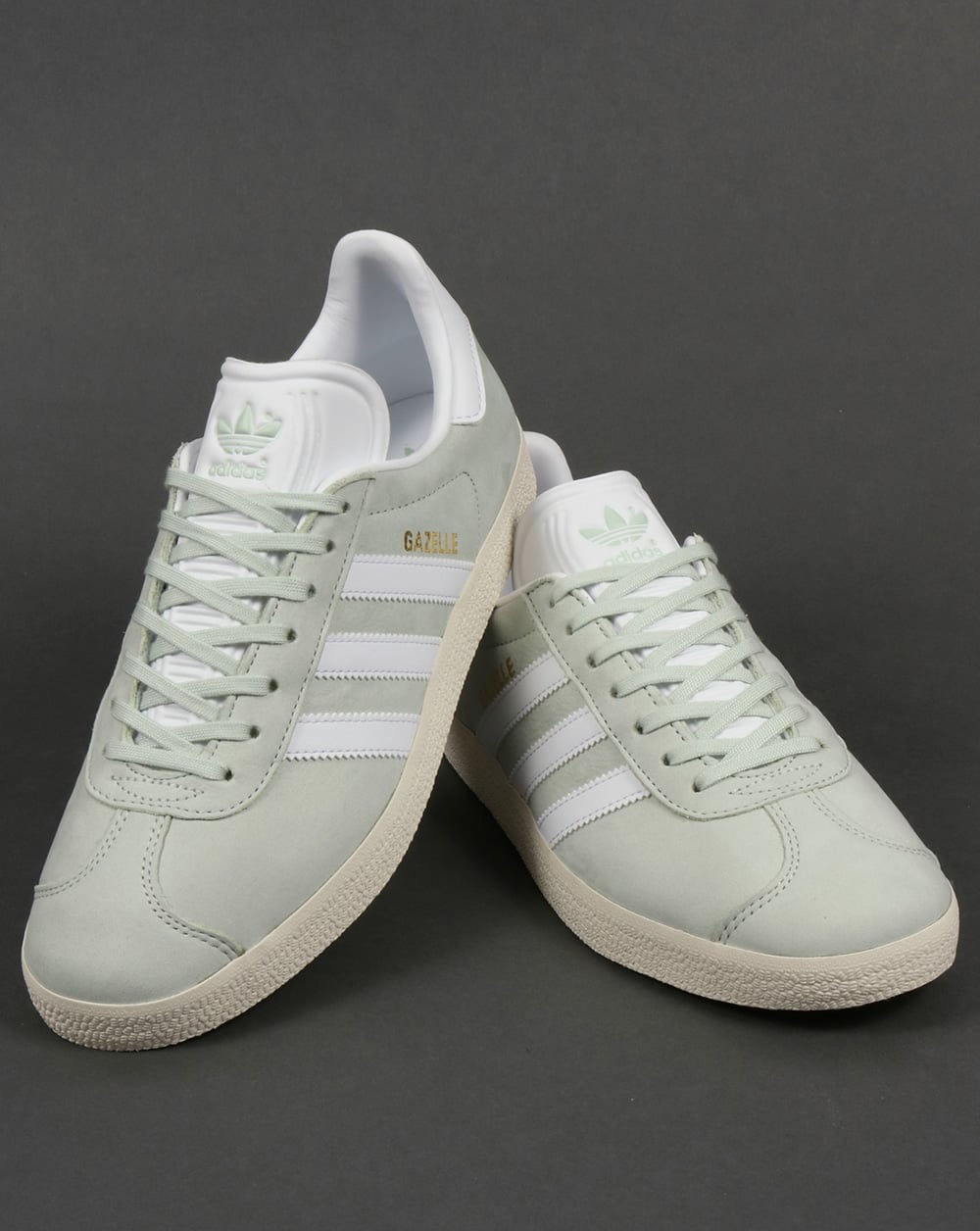 Adidas Gazelle Leather Trainers Linen Green/White