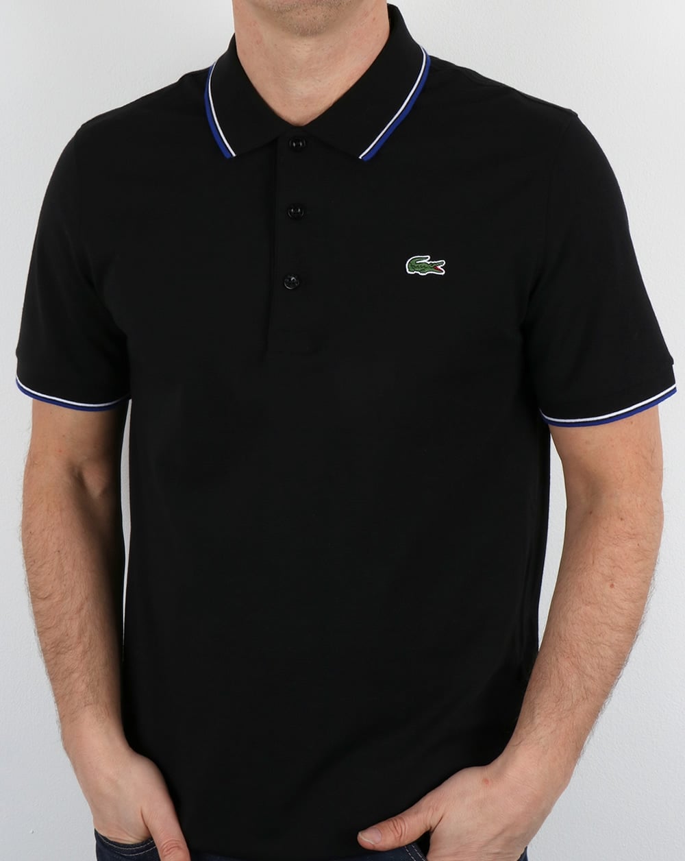 Lacoste Tipped Polo Shirt Black/French Blue