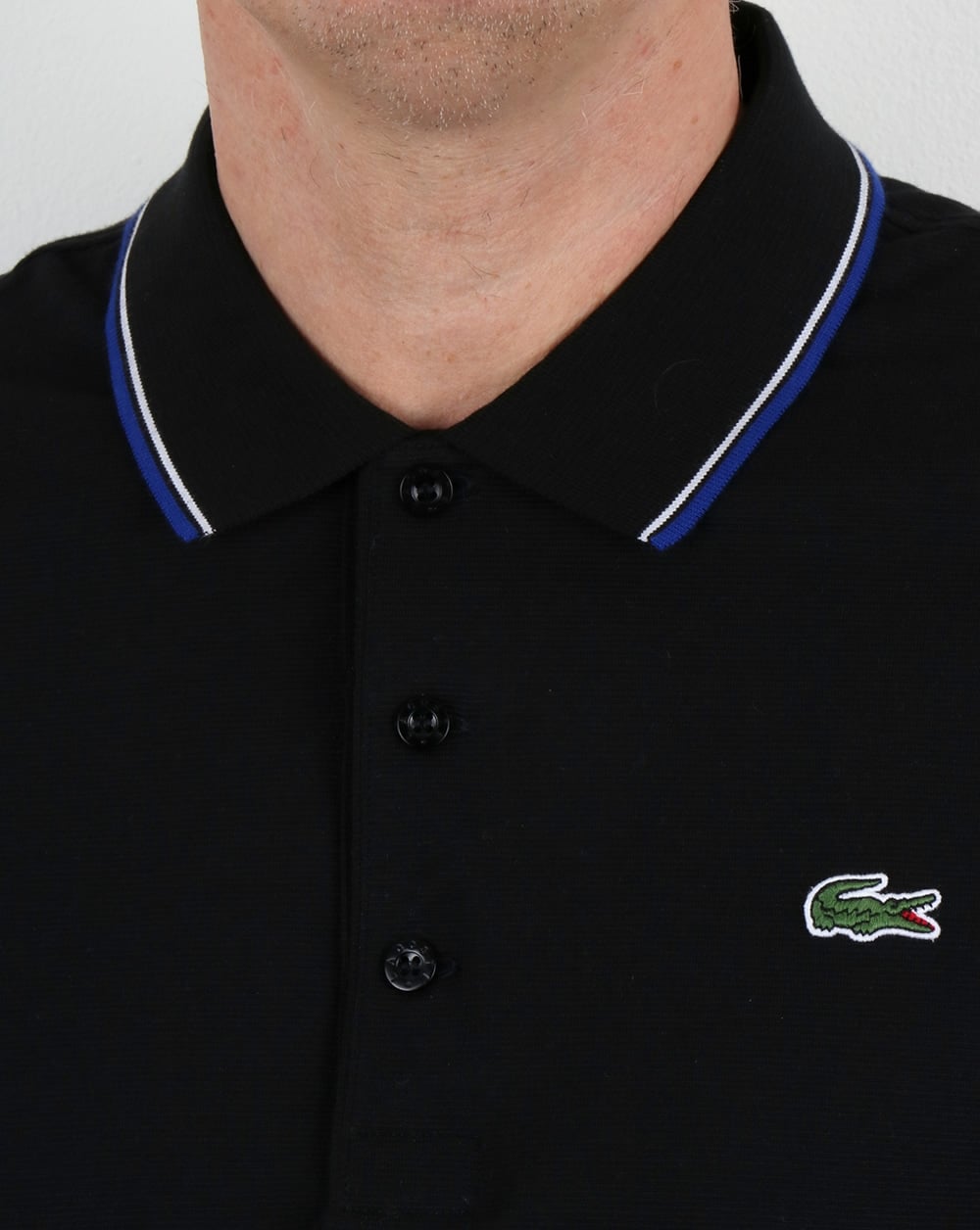 Lacoste Tipped Polo Shirt Black/French Blue