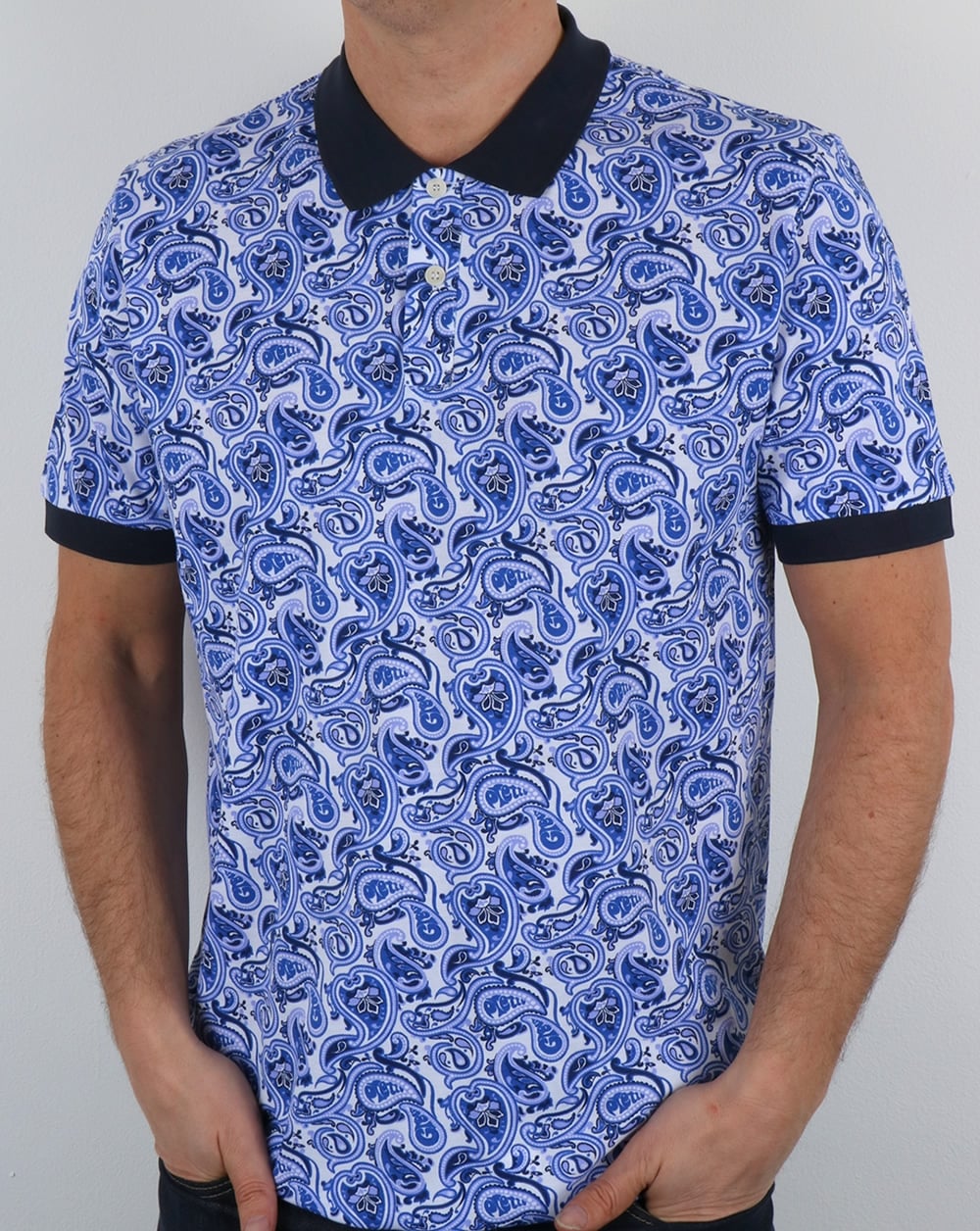 Pretty Green Caversham Paisley Polo Shirt Blue