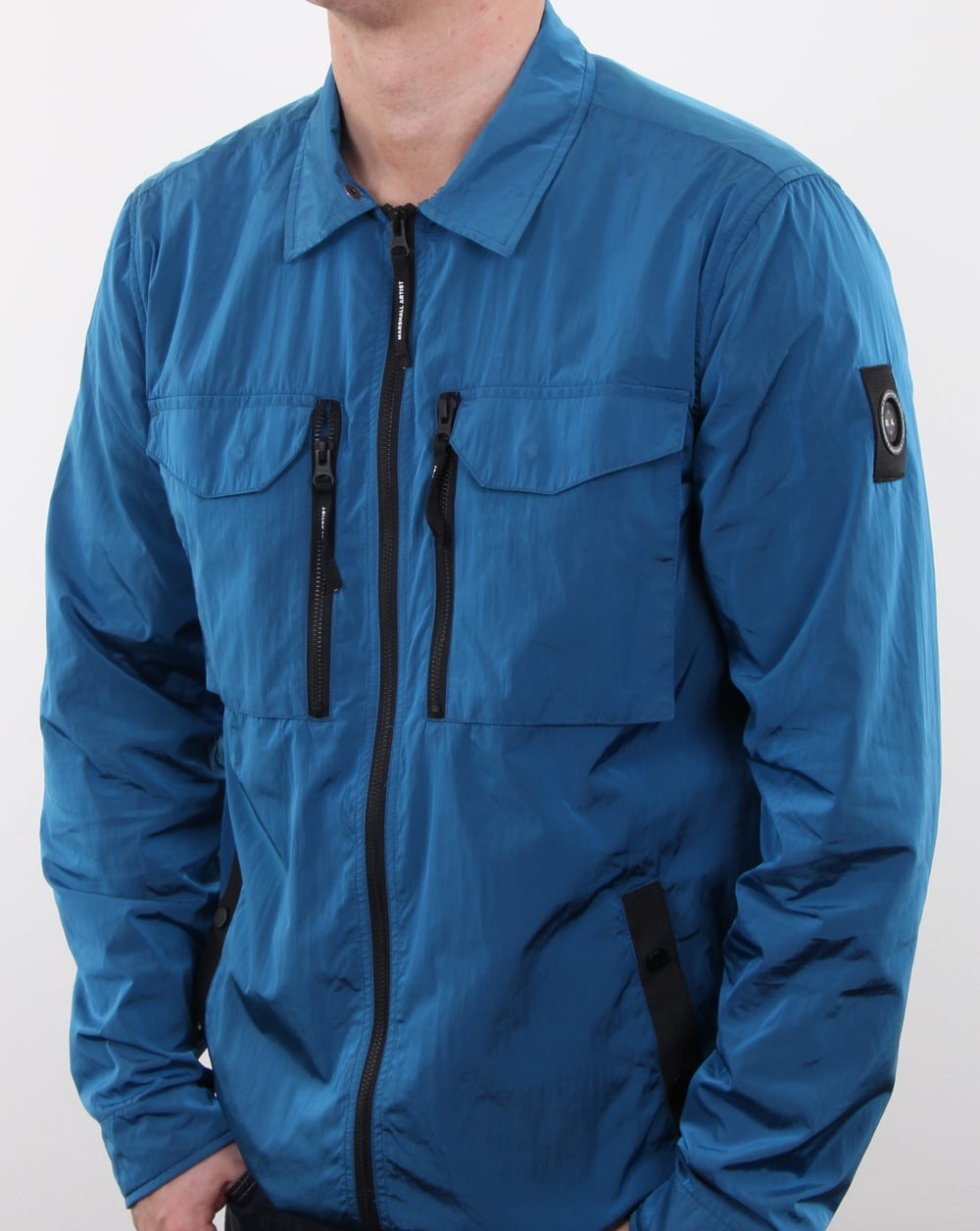 Marshall Artist Liquid Nylon Hooded Overshirt Cyan
