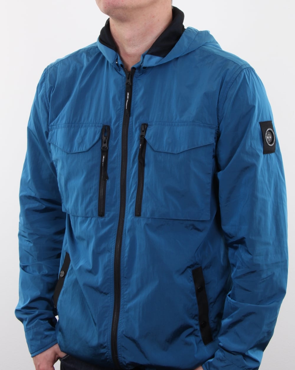 Marshall Artist Liquid Nylon Hooded Overshirt Cyan