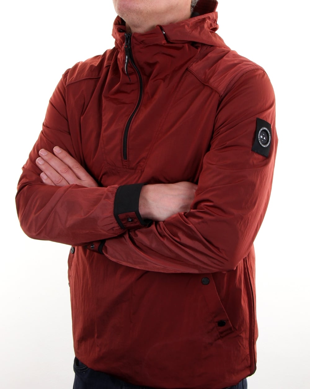 Marshall Artist Liquid Nylon Half Zip Jacket Burnt Orange