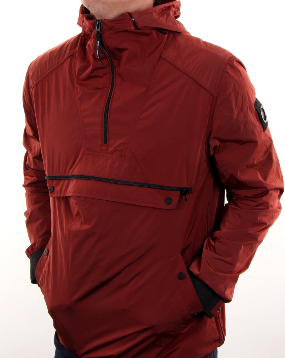 Marshall Artist Liquid Nylon Half Zip Jacket Burnt Orange