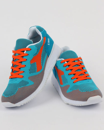 Diadora V7000 Weave Trainers Cyan Blue/Orange