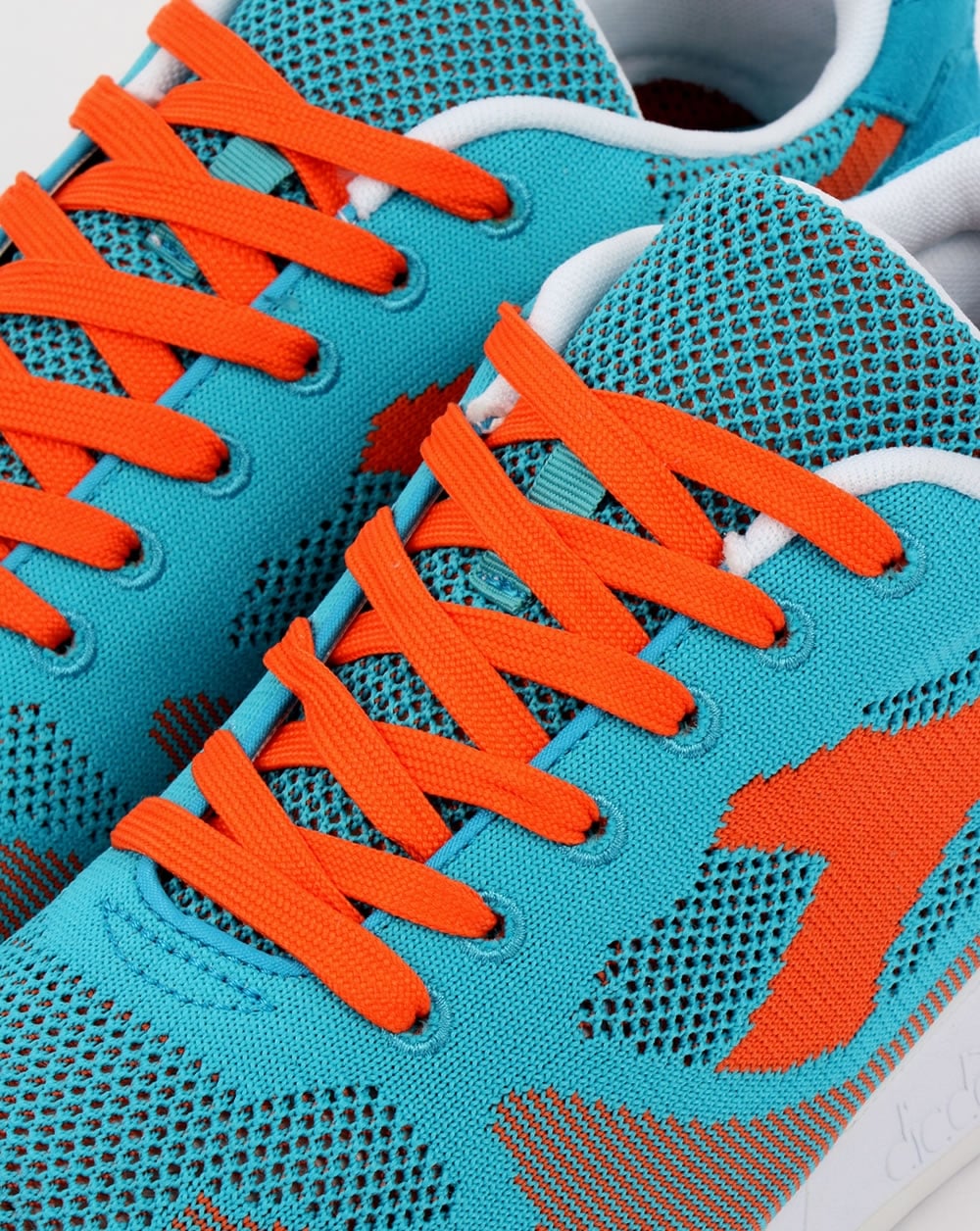 Diadora V7000 Weave Trainers Cyan Blue/Orange