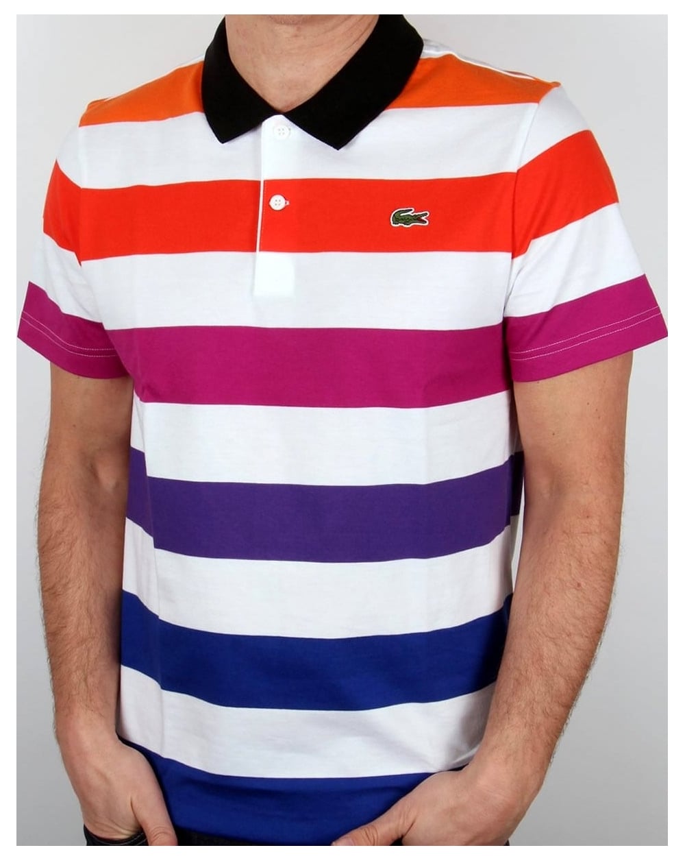 Lacoste Multi Stripe Polo Shirt White/mixed