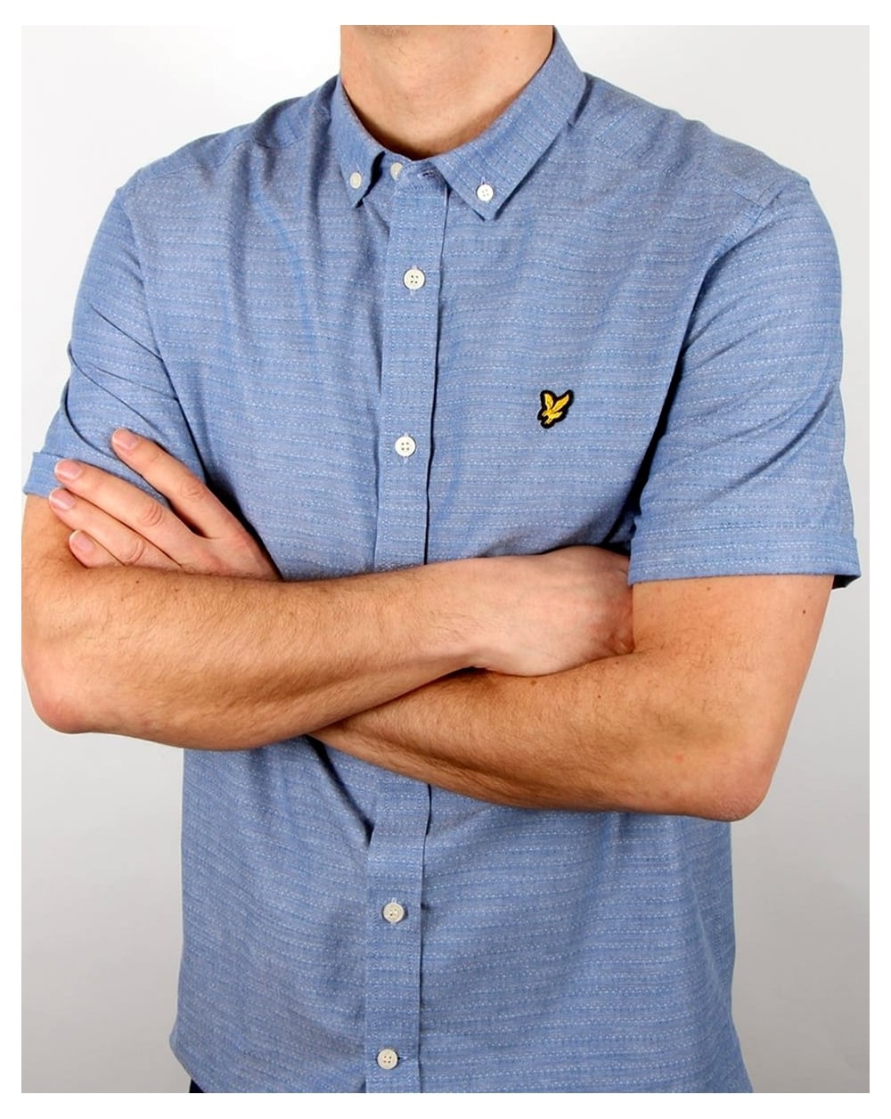 Lyle And Scott S/S Multi Coloured Running Stitch Shirt True Blue