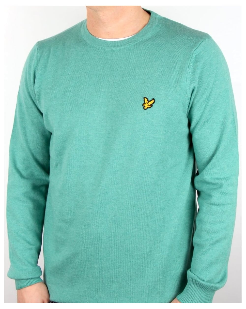 Lyle And Scott Crew Neck Cotton Merino Jumper Mid Green