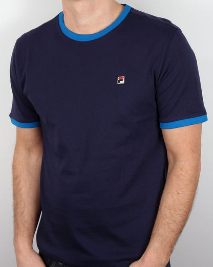 Fila Vintage Ringer T Shirts Twin Pack White/Navy