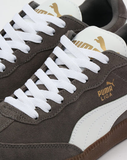 Puma Liga Suede Trainers Steel Grey/White
