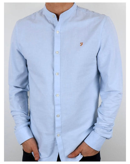 Farah Classic Grandad Collar Shirt Sky Blue