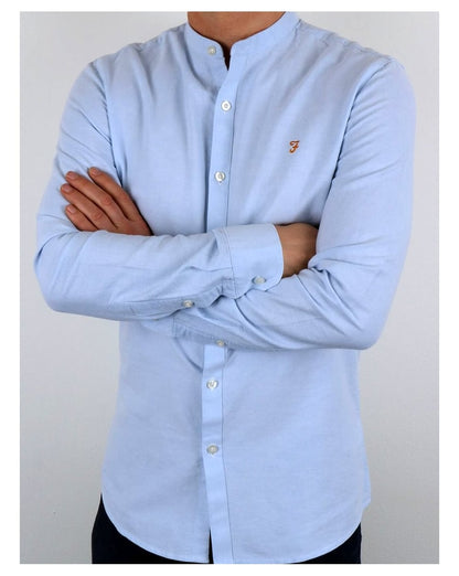 Farah Classic Grandad Collar Shirt Sky Blue
