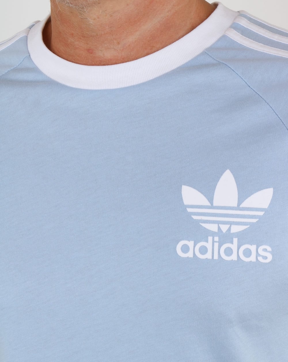 Adidas Originals Retro 3 Stripes T Shirt Sky Blue