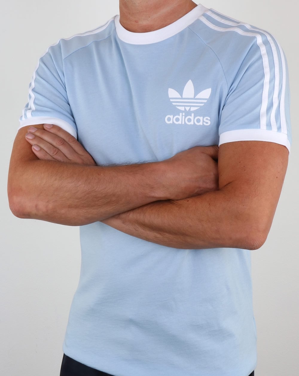 Adidas Originals Retro 3 Stripes T Shirt Sky Blue