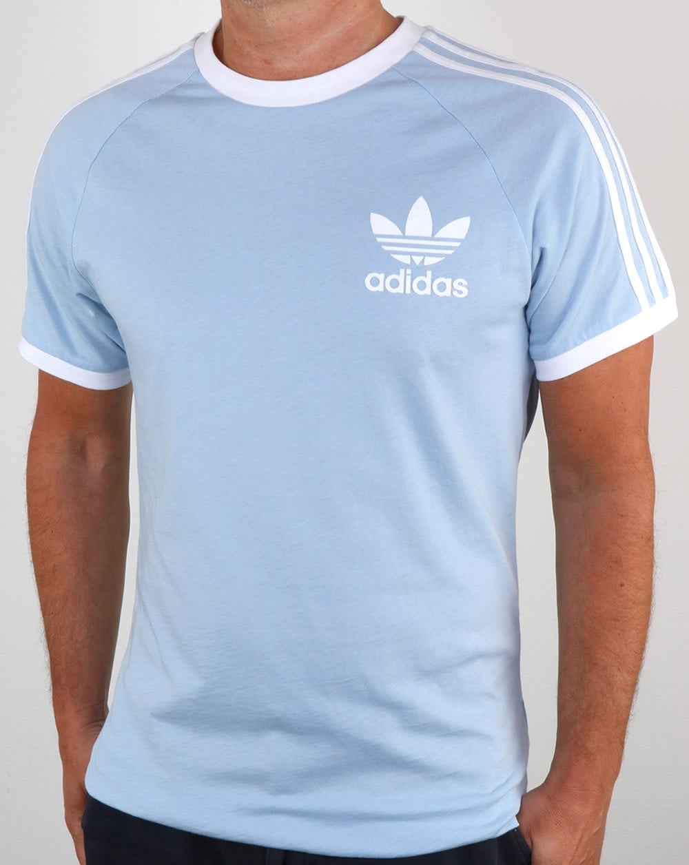 Adidas Originals Retro 3 Stripes T Shirt Sky Blue