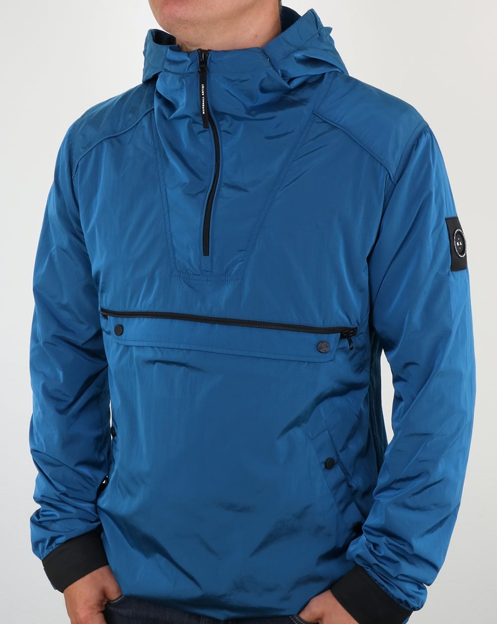 Marshall Artist Liquid Nylon Half Zip Jacket Cyan