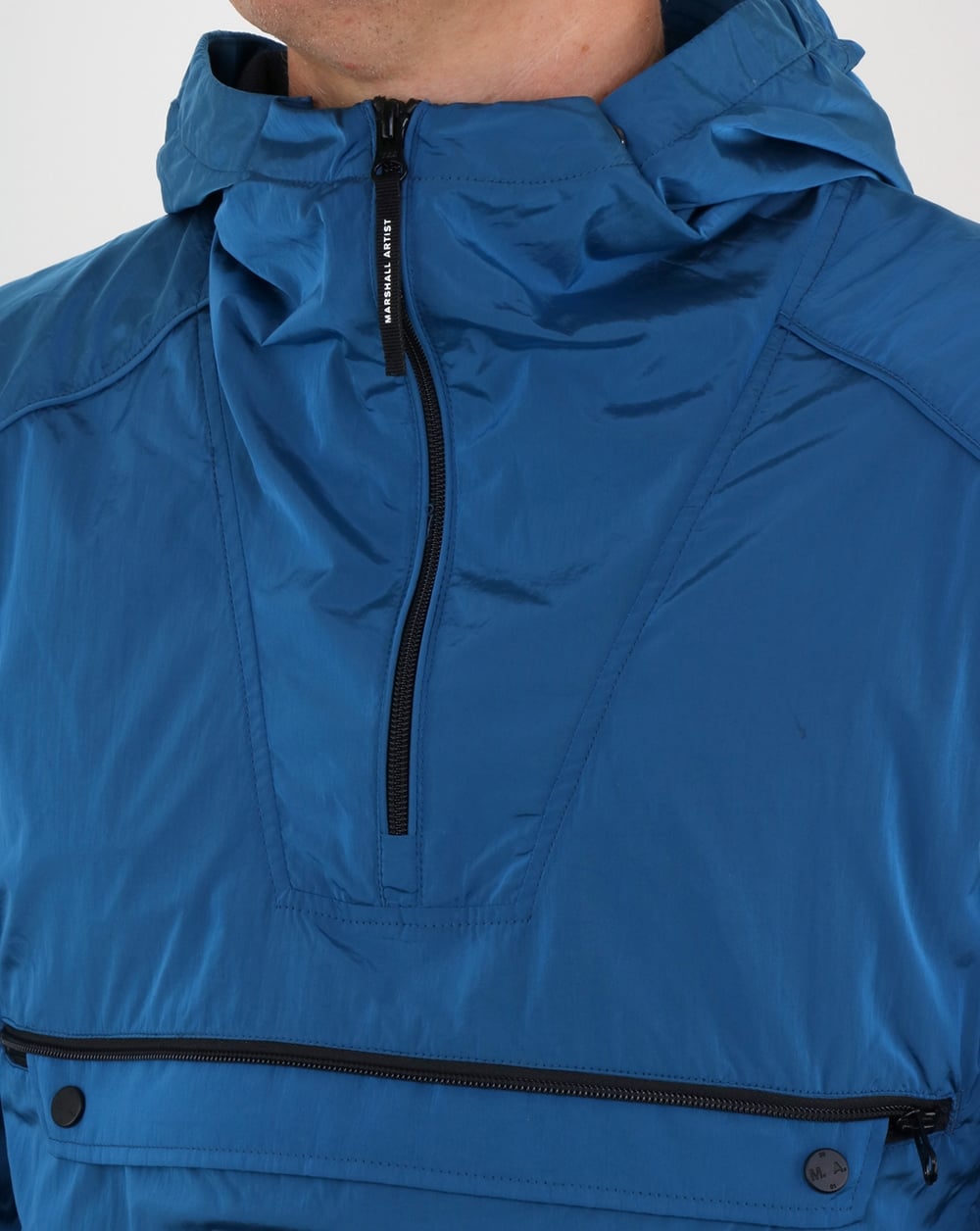Marshall Artist Liquid Nylon Half Zip Jacket Cyan