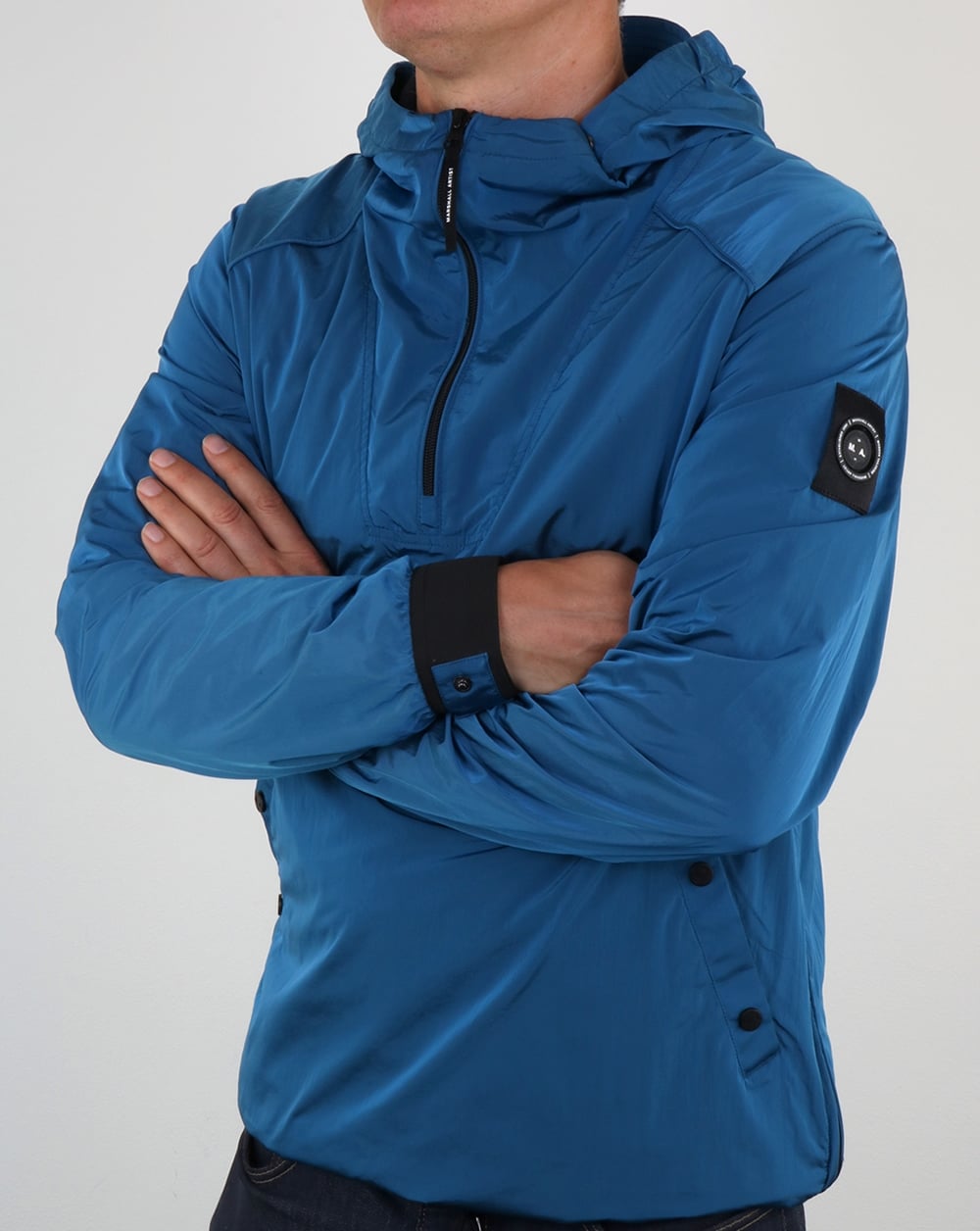 Marshall Artist Liquid Nylon Half Zip Jacket Cyan