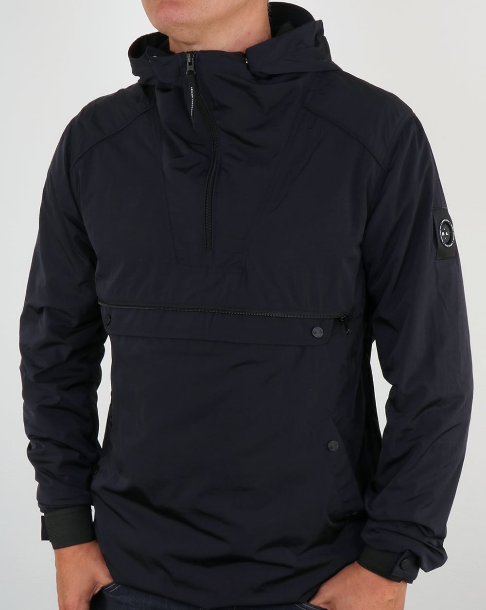 Marshall Artist Liquid Nylon Half Zip Jacket Navy