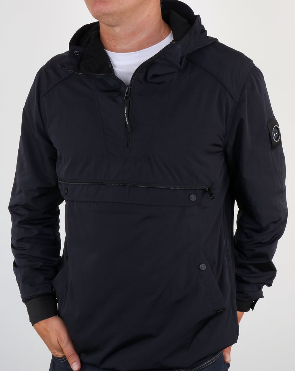 Marshall Artist Liquid Nylon Half Zip Jacket Navy