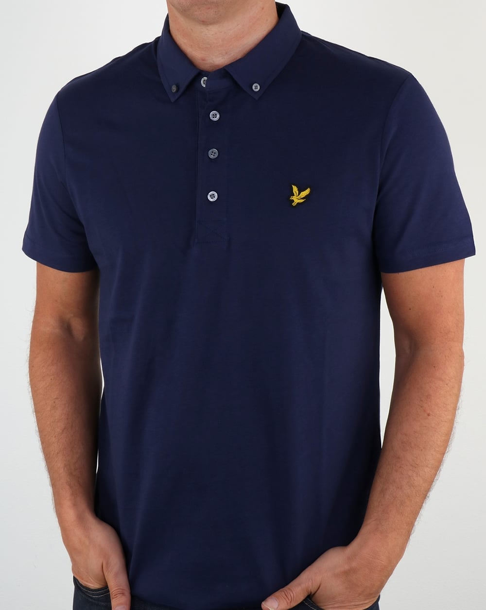 Lyle And Scott Button Down Polo Shirt Navy