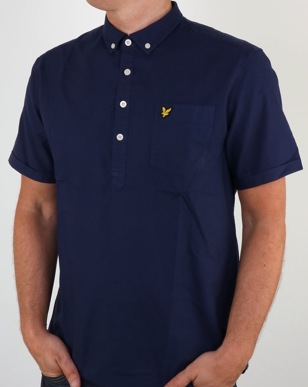 Lyle And Scott Half Button Shirt Navy