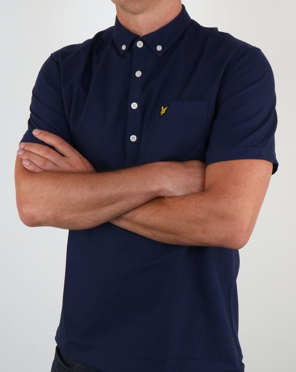 Lyle And Scott Half Button Shirt Navy