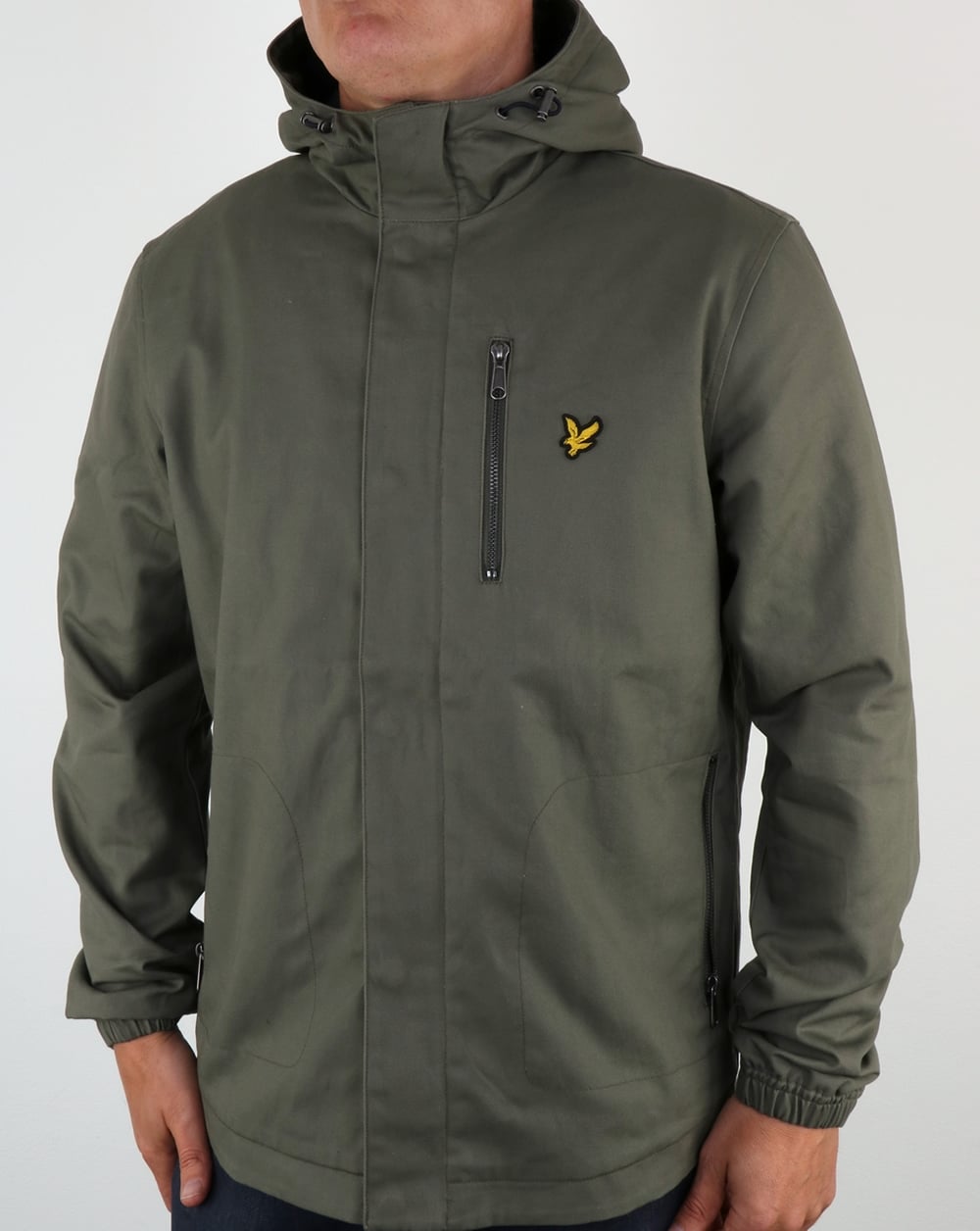Lyle And Scott Hooded Curved Hem Jacket Dusty Olive