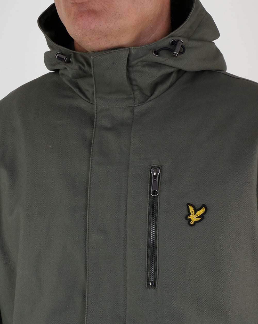 Lyle And Scott Hooded Curved Hem Jacket Dusty Olive