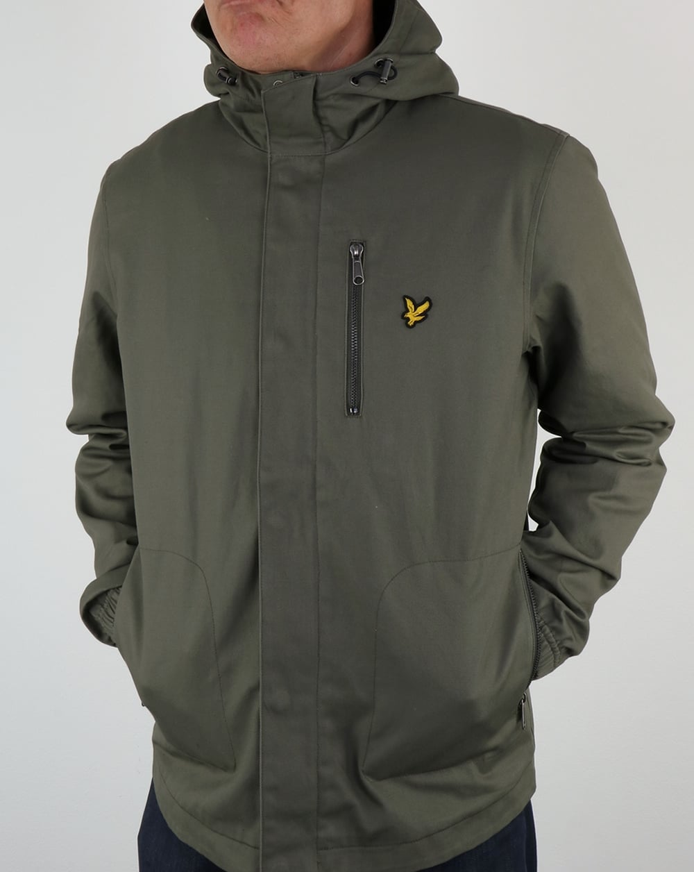Lyle And Scott Hooded Curved Hem Jacket Dusty Olive