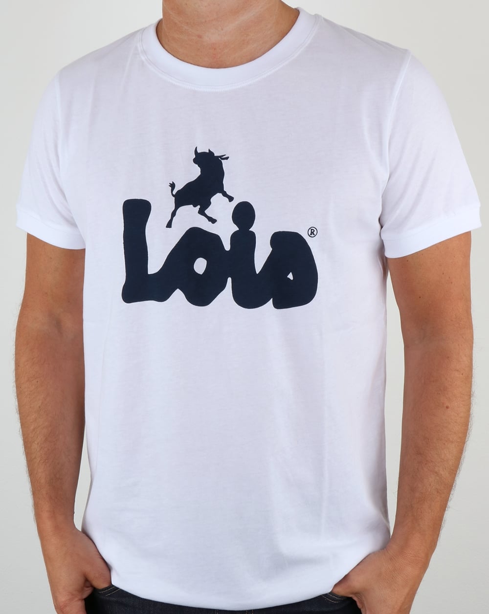 Lois Bull Logo T Shirt White/Navy