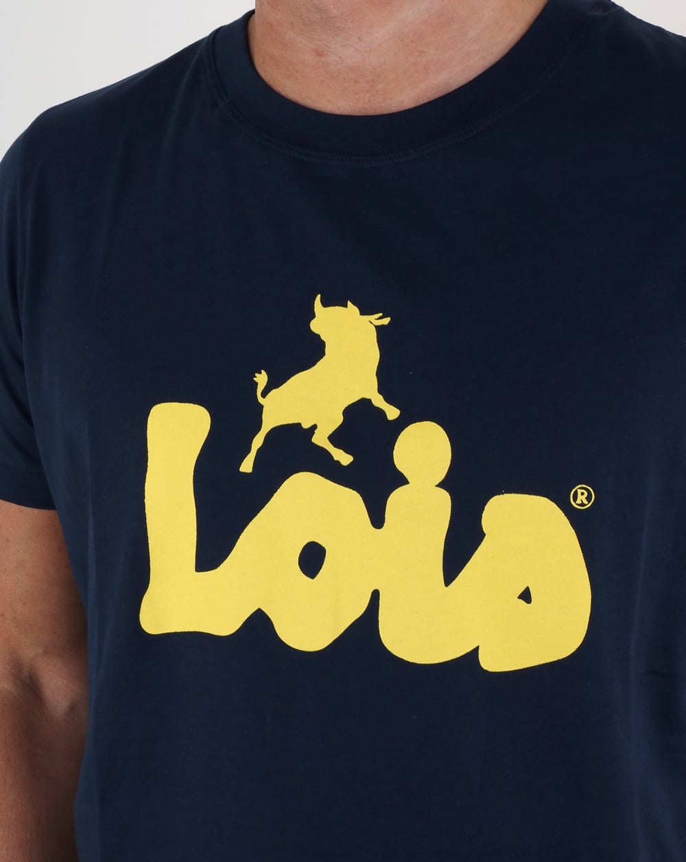 Lois Bull Logo T Shirt Navy/Yellow