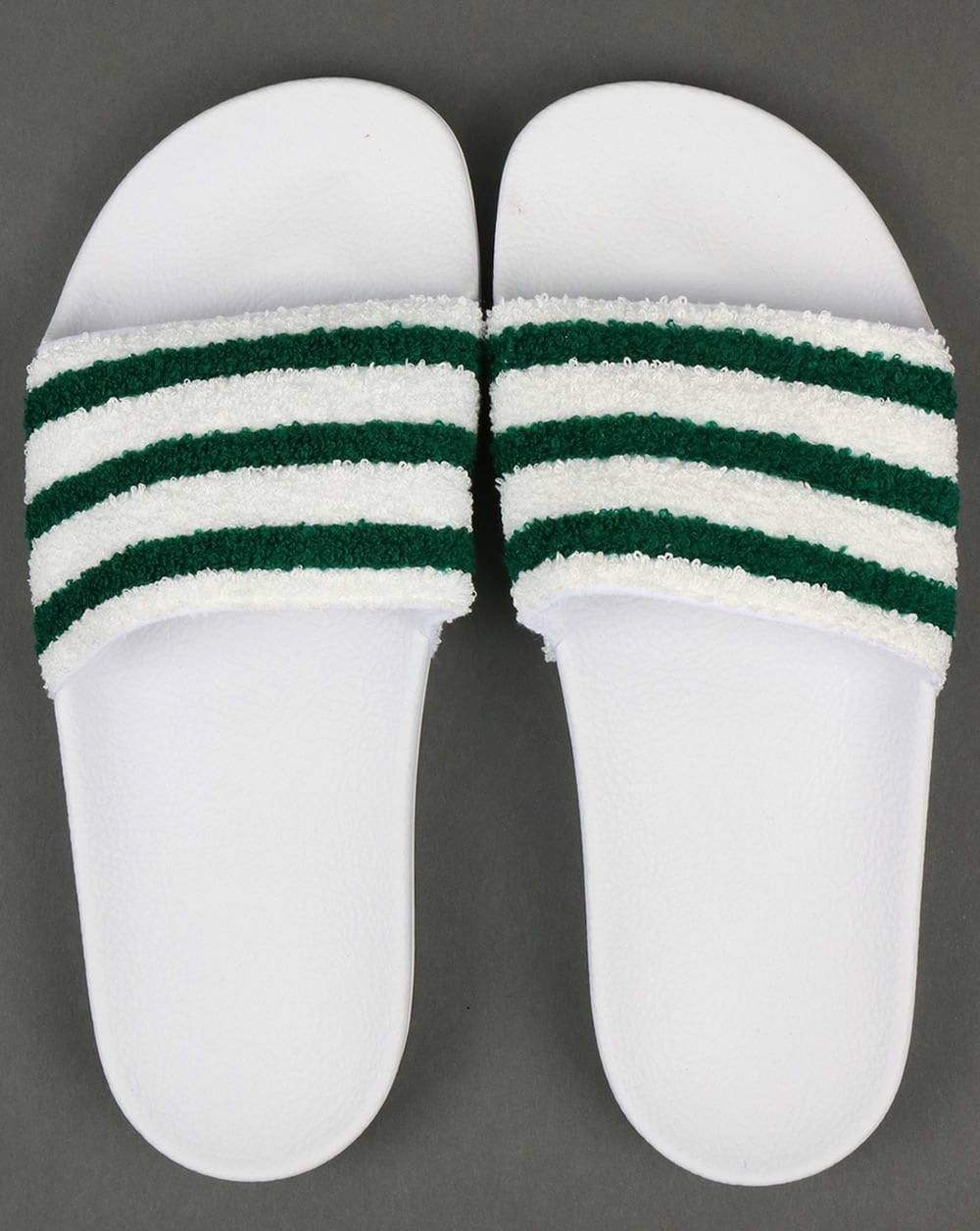 Adidas Premium Towelling Sliders White/Green