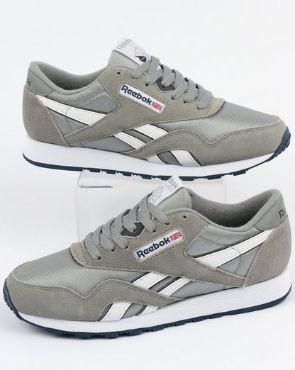 Reebok Classic Nylon Trainers Platinum/Jet Blue
