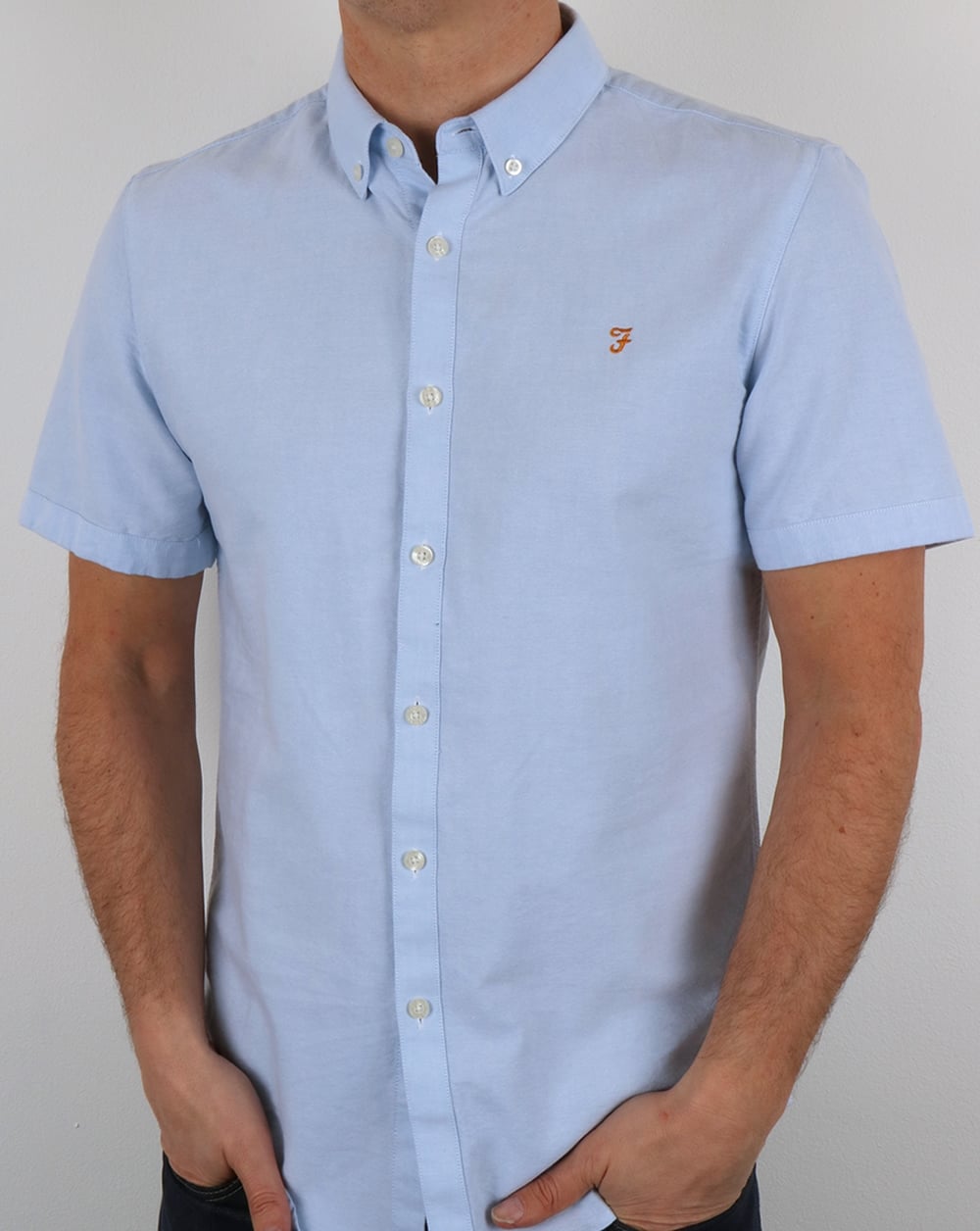 Farah Brewer Short Sleeve Shirt Sky Blue