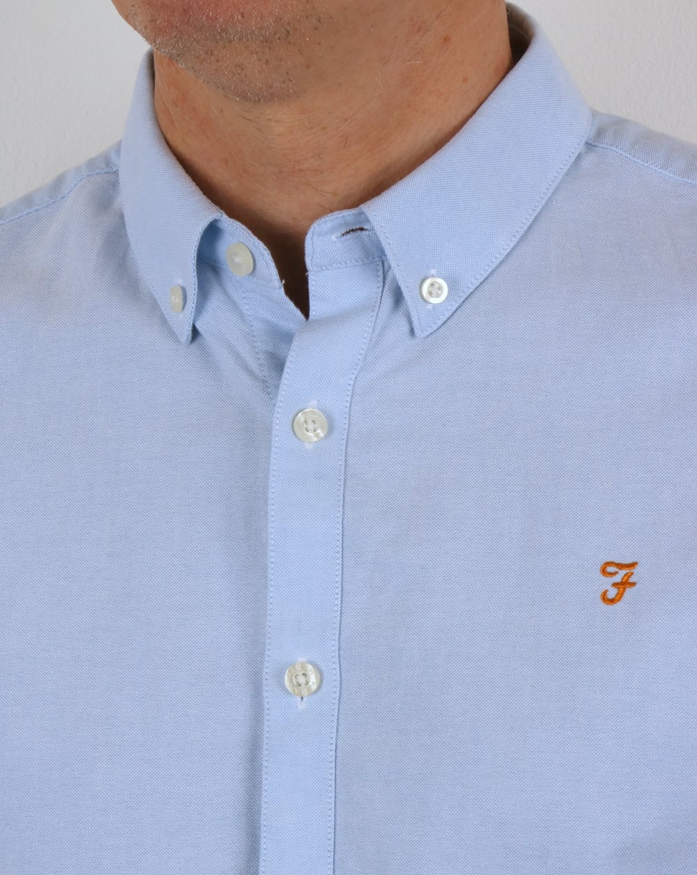 Farah Brewer Short Sleeve Shirt Sky Blue