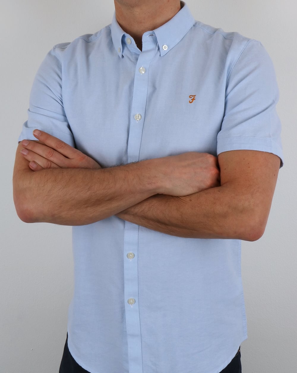 Farah Brewer Short Sleeve Shirt Sky Blue