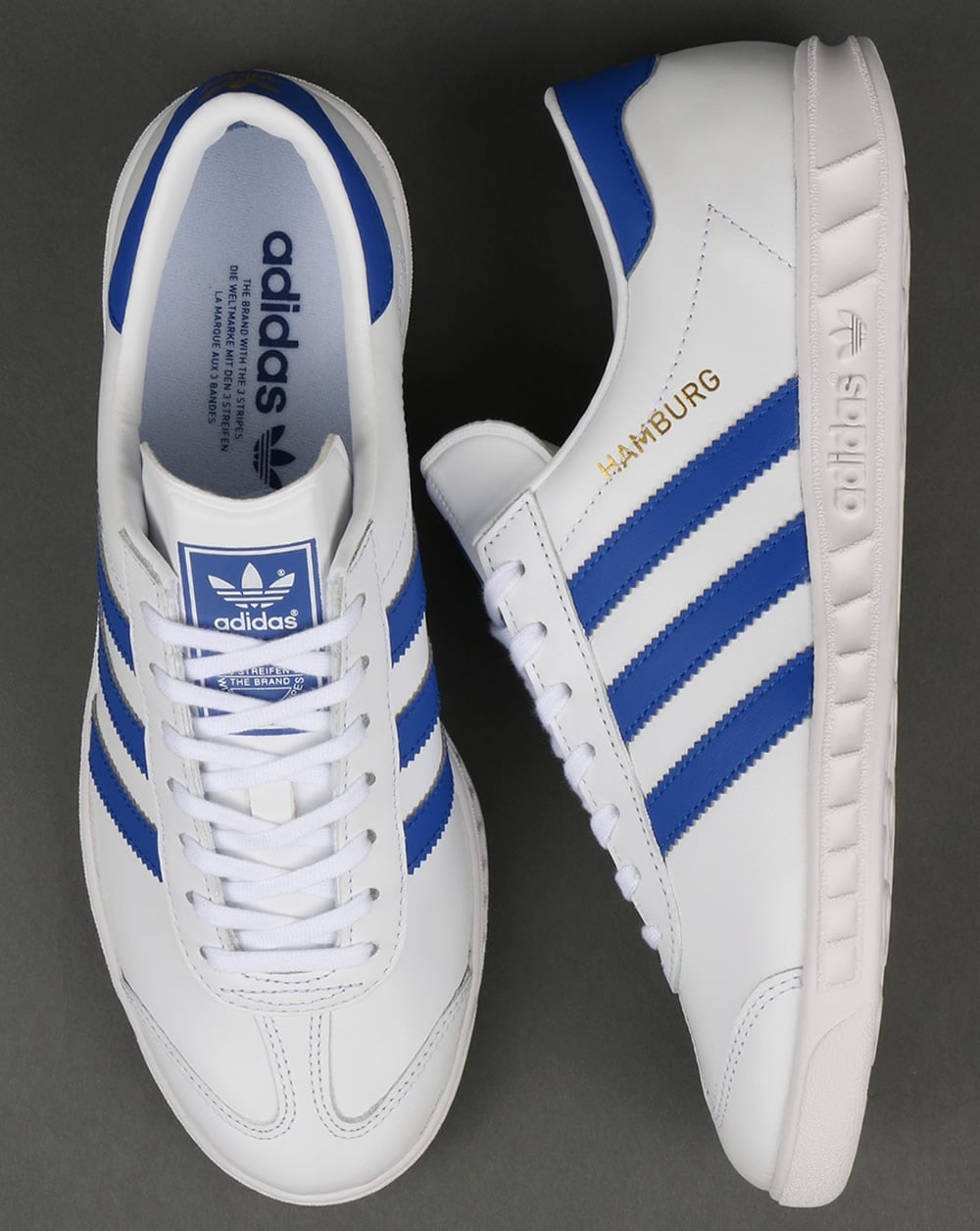 Adidas Hamburg Leather Trainers White/Bold Blue