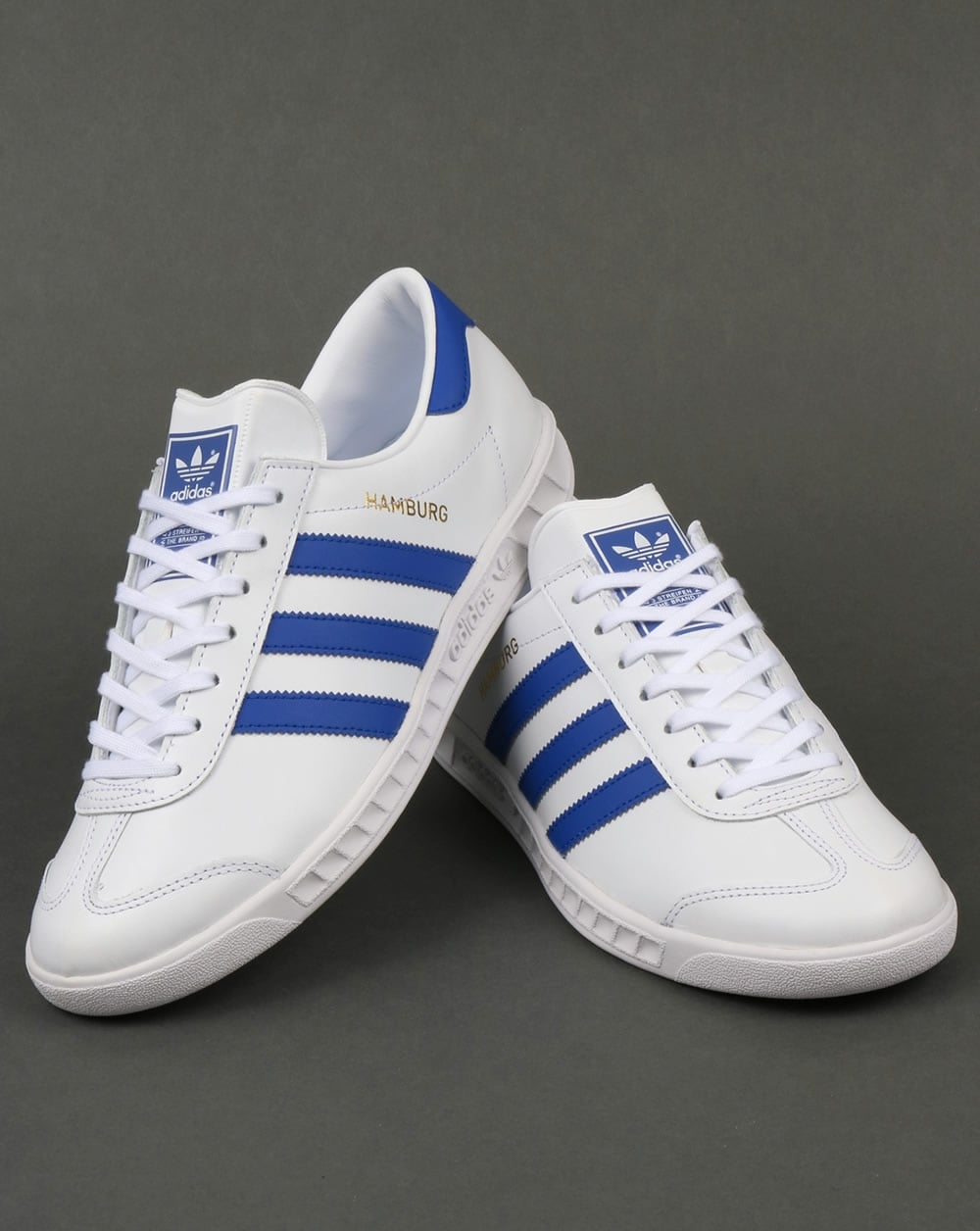 Adidas Hamburg Leather Trainers White/Bold Blue