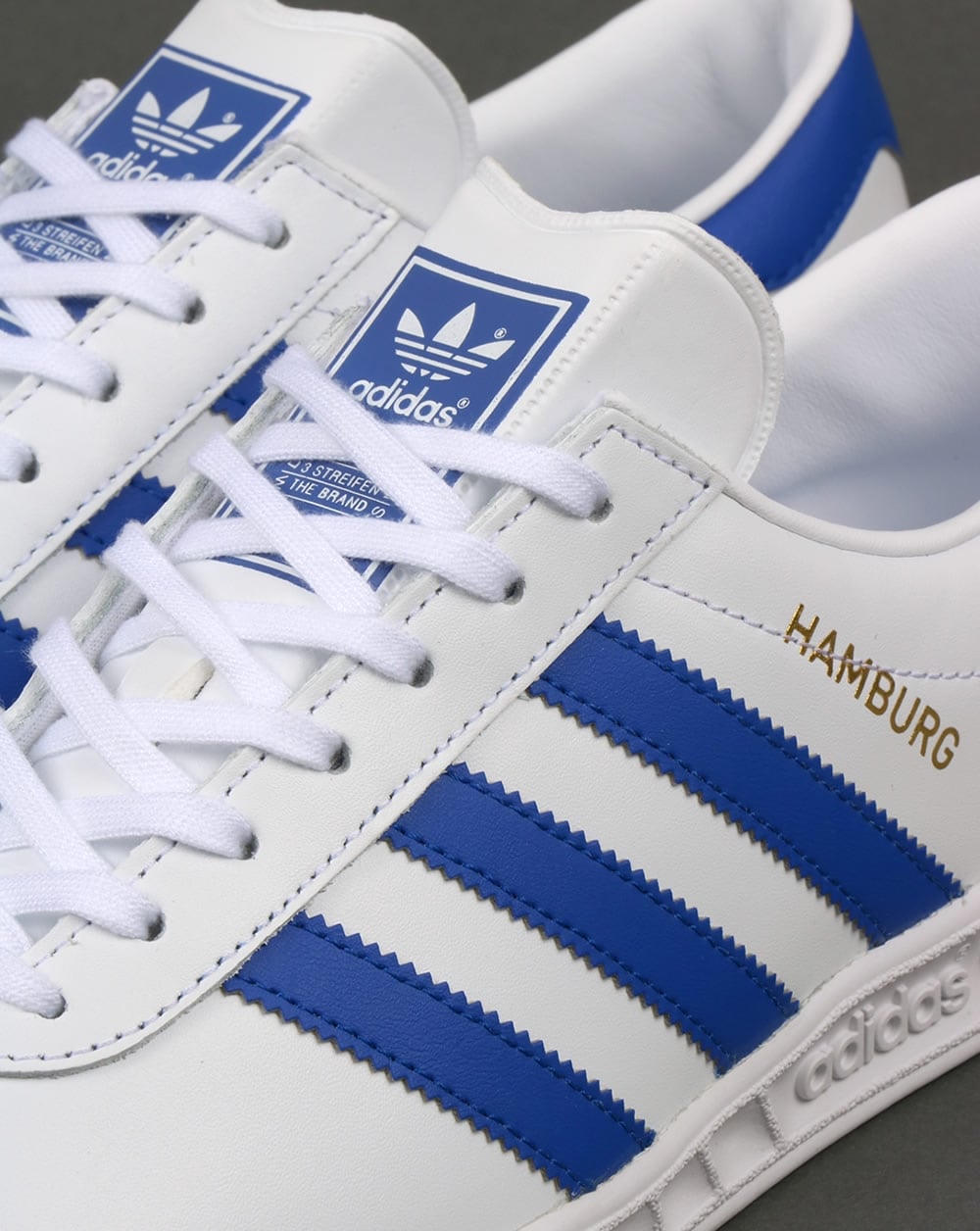 Adidas Hamburg Leather Trainers White/Bold Blue