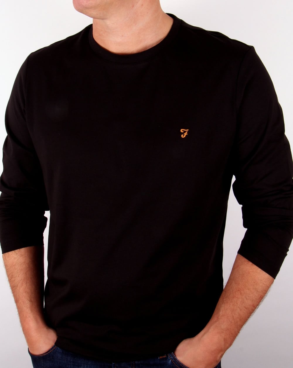 Farah Long Sleeve Denny Logo T-shirt Black