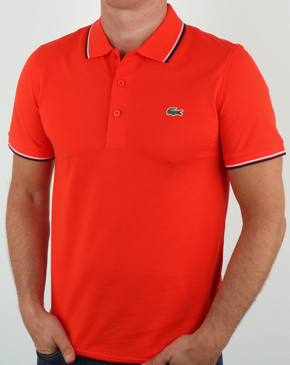 Lacoste Tipped Polo Shirt Etna Red/Navy