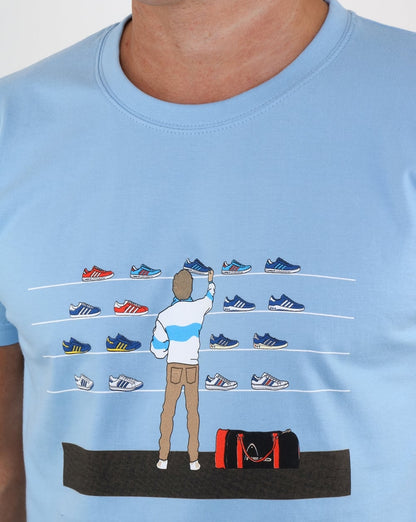Eighties Tales Of Train Journeys T Shirt Sky Blue