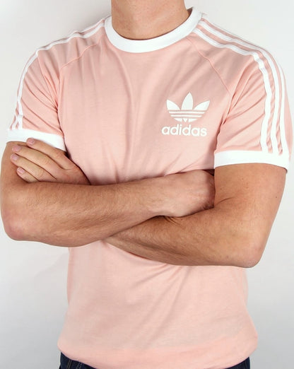 Adidas Originals Retro 3 Stripe T Shirt Light Pink