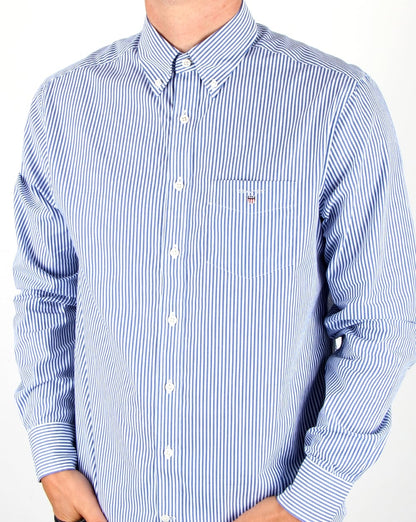 Gant Poplin Banker Striped Shirt Yale Blue