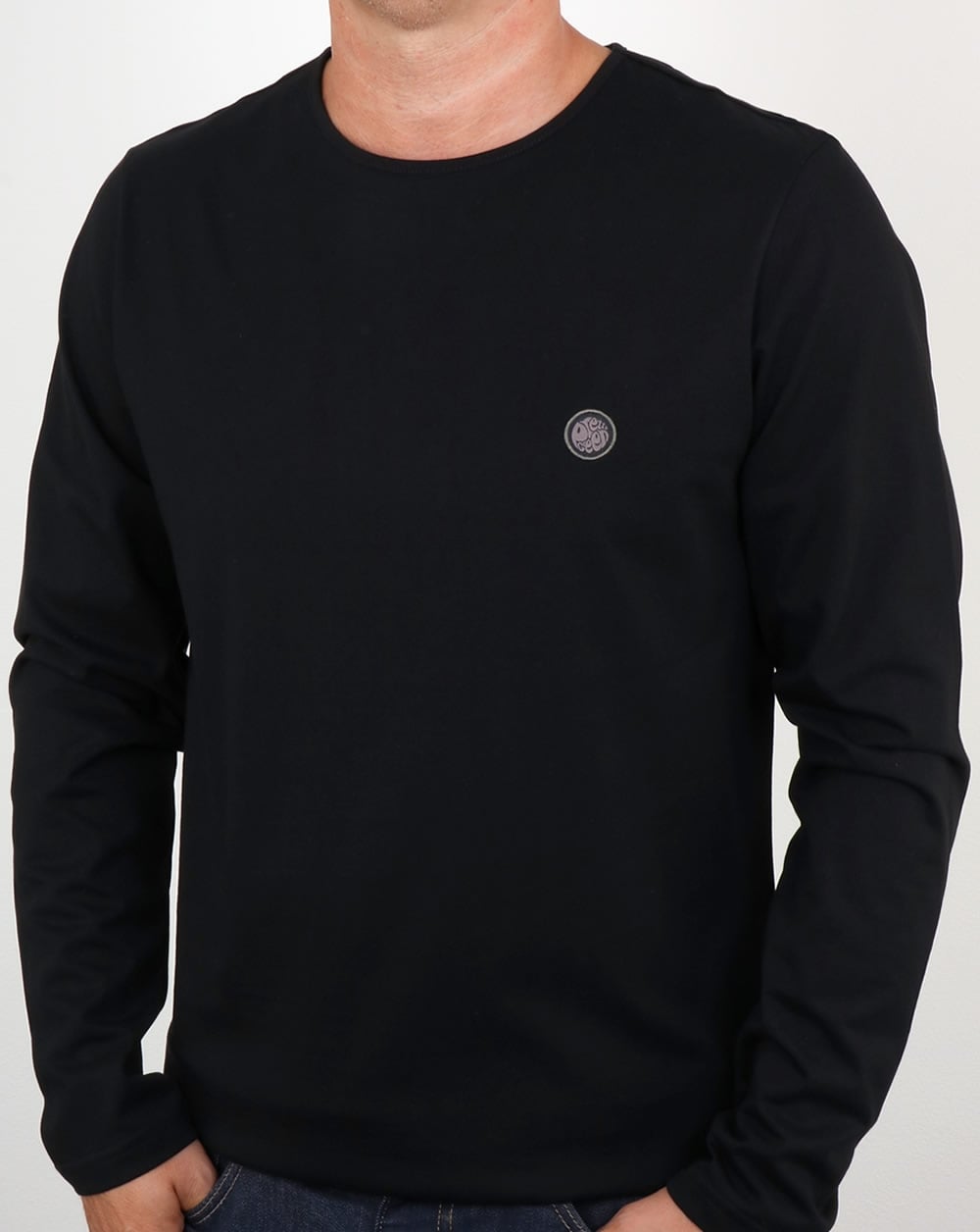 Pretty Green Mitchell Long Sleeve T Shirt Black