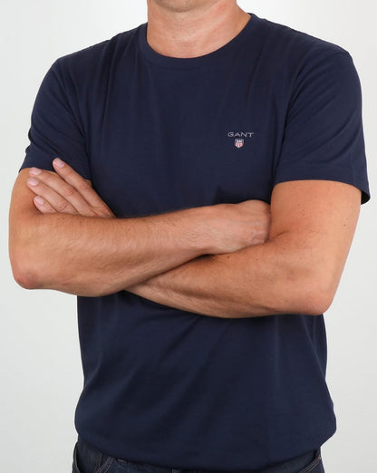 Gant Solid Crew Neck T Shirt Navy