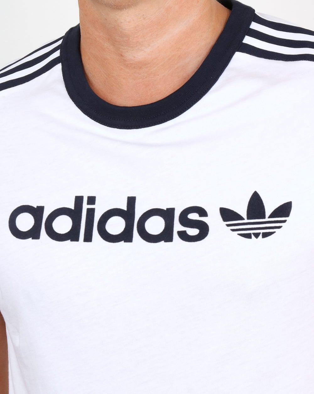 Adidas Originals Ringer Linear T Shirt White/Navy