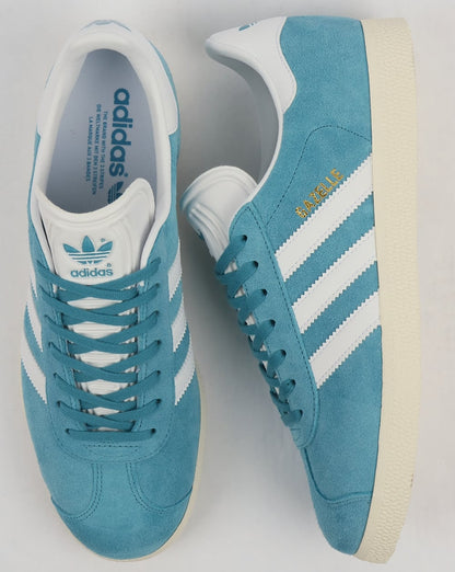 Adidas Gazelle Vintage Trainers Light Blue/White